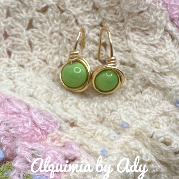 Alquimia Green and Gold Earrings Exquisite Jewelry - Picture 1 of 1